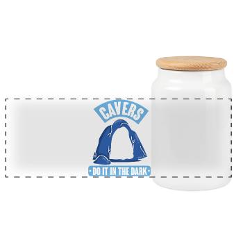 Diving Diver Snorkeling Recreational Diver - Panoramic Cookie Jar with Wooden Lid - white - Front