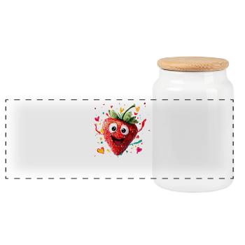 Éclaboussure d’héroïne à la fraise heureuse - Boîte à biscuits avec couvercle en bois - blanc - Devant