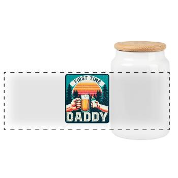 First-time dad, expectant dad, future father - Panoramic Cookie Jar with Wooden Lid - white - Front