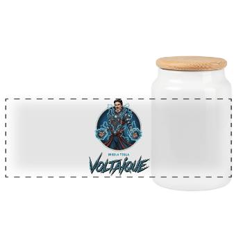 Electric Voltaic - Panoramic Cookie Jar with Wooden Lid - white - Front