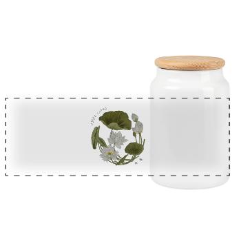 Lotus blanc : La botanique japonaise de la Sérénité de Zeshin - Boîte à biscuits avec couvercle en bois - blanc - Devant
