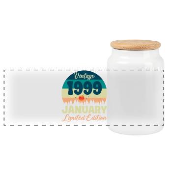 Geburtstag Januar 1999 Geschenk Vintage Limited - Panorama Keksdose mit Holzdeckel - Weiß - Vorne