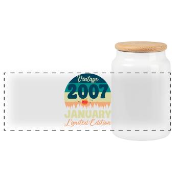 Geburtstag Januar 2007 Geschenk Vintage Limited - Panorama Keksdose mit Holzdeckel - Weiß - Vorne