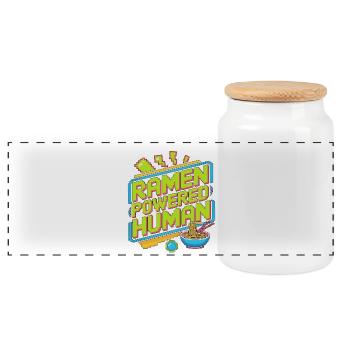 Un humain alimenté par des ramen adore le bol de nouilles, le ramen Chef - Boîte à biscuits avec couvercle en bois - blanc - Devant