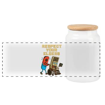 Respect Your Elders Gaming Control Rétro - Boîte à biscuits avec couvercle en bois - blanc - Devant