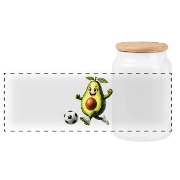 Avocado Fußball - Panorama Keksdose mit Holzdeckel - Weiß - Vorne