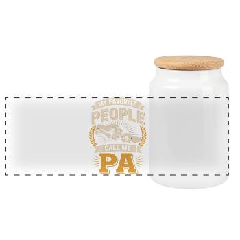 Papa Amour Mes personnes préférées m’appellent Papa - Boîte à biscuits avec couvercle en bois - blanc - Devant