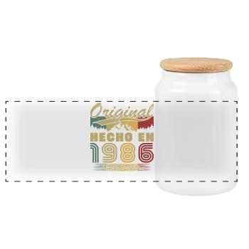 Cadeau d’anniversaire vintage 1986 - Boîte à biscuits avec couvercle en bois - blanc - Devant