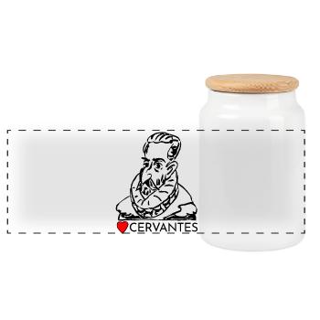 Portrait i love Cervantes - Boîte à biscuits avec couvercle en bois - blanc - Devant