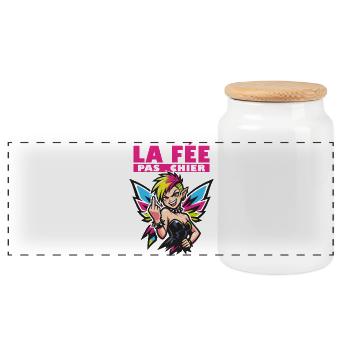 La Fée pas chier - Madame Rebelle - Boîte à biscuits avec couvercle en bois - blanc - Devant