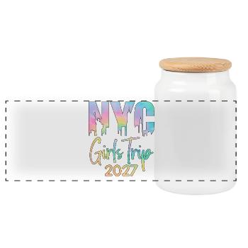 NYC Girls Trip 2027 - Panoramic Cookie Jar with Wooden Lid - white - Front