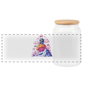 Bärenabenteuer Cupcake Gipfel - Panorama Keksdose mit Holzdeckel - Weiß - Vorne