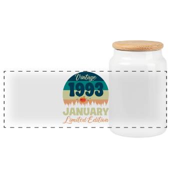 Geburtstag Januar 1993 Geschenk Vintage Limited - Panorama Keksdose mit Holzdeckel - Weiß - Vorne