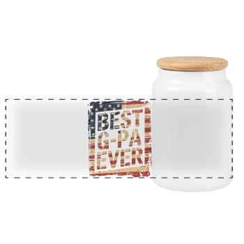 Best Grandpa Ever Flag - Panoramic Cookie Jar with Wooden Lid - white - Front