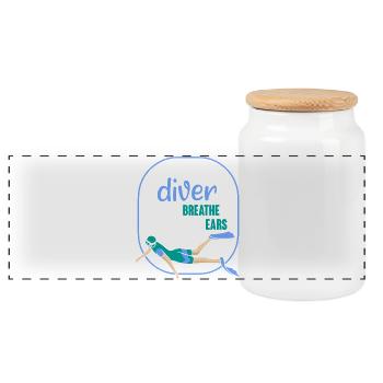 Diving Diver Snorkeling Recreational Diver - Panoramic Cookie Jar with Wooden Lid - white - Front