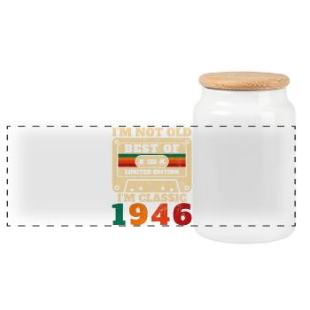 Cadeau d’anniversaire rétro vintage 1946 - Boîte à biscuits avec couvercle en bois - blanc - Devant