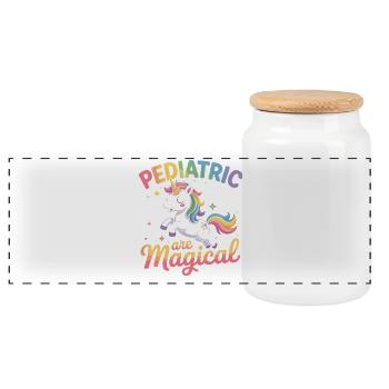 Pediatrics Magical Unicorn - Panoramic Cookie Jar with Wooden Lid - white - Front
