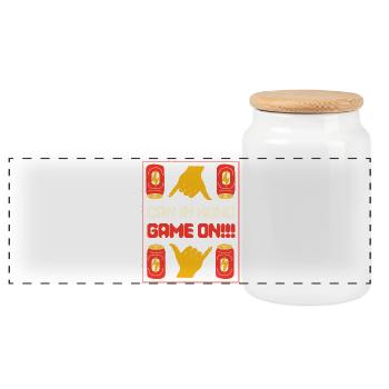 Energy Drink Can In Hand Game On - Panorama Keksdose mit Holzdeckel - Weiß - Vorne