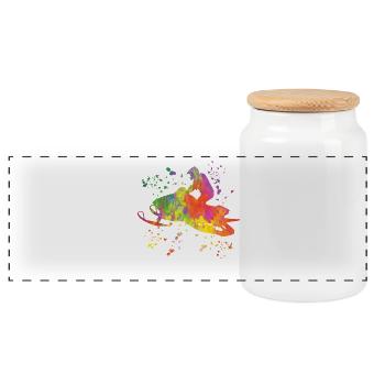 Skidoo Vibrant Snowmobile Adventure - Panoramic Cookie Jar with Wooden Lid - white - Front