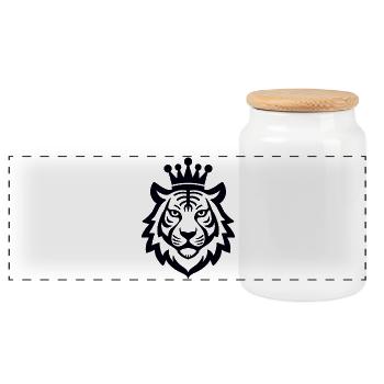 Tigre avec la couronne Roi de la Nature - Boîte à biscuits avec couvercle en bois - blanc - Devant