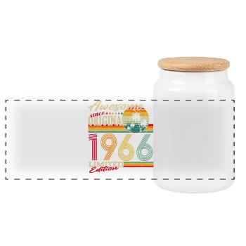 Original-1966-Jahrgang-Retro-Geburtstag-Geschen - Panorama Keksdose mit Holzdeckel - Weiß - Vorne