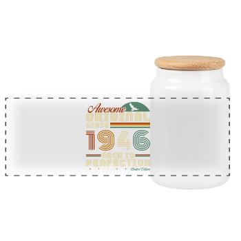 1946 Vintage Rétro Cadeau D'anniversaire - Boîte à biscuits avec couvercle en bois - blanc - Devant