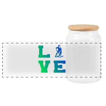 Floorball Graphics for Floorball - Panoramic Cookie Jar with Wooden Lid - white - Front