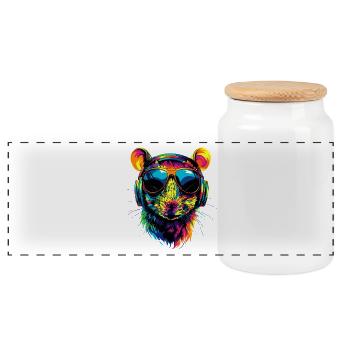 Rat Cute Mouse Rodents Dwarf Mouse Rats Mice - Panoramic Cookie Jar with Wooden Lid - white - Front