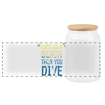 Diving Diver Snorkeling Recreational Diver - Panoramic Cookie Jar with Wooden Lid - white - Front