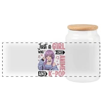 Just A Girl Who Love L’Anime And K-Pop - Boîte à biscuits avec couvercle en bois - blanc - Devant