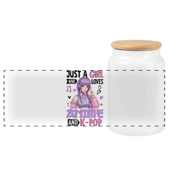 Just A Girl Who Love L’Anime And K-Pop - Boîte à biscuits avec couvercle en bois - blanc - Devant