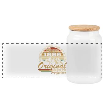 1996 Vintage Rétro Cadeau D'anniversaire - Boîte à biscuits avec couvercle en bois - blanc - Devant