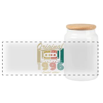 1996 Vintage Retro Birthday Gift - Panoramic Cookie Jar with Wooden Lid - white - Front