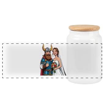 Mariage de la légende viking viking Sailor Odin Raven - Boîte à biscuits avec couvercle en bois - blanc - Devant