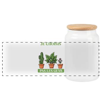  Je Choisis Plantes Pas Humains Lustiger - Panorama Keksdose mit Holzdeckel - Weiß - Vorne