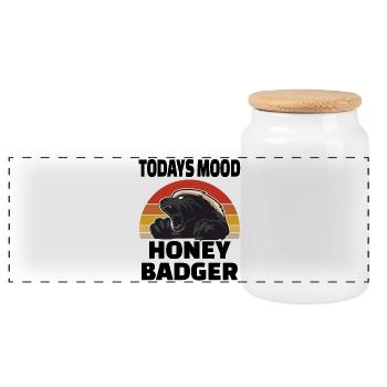 Honey Badger Today's Mood - Panorama Keksdose mit Holzdeckel - Weiß - Vorne