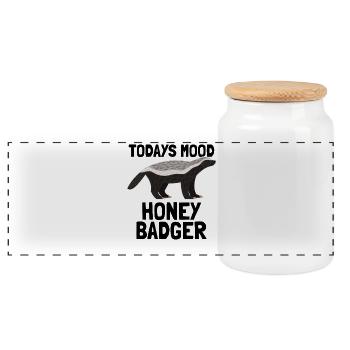 Honey Badger Today's Mood - Panorama Keksdose mit Holzdeckel - Weiß - Vorne