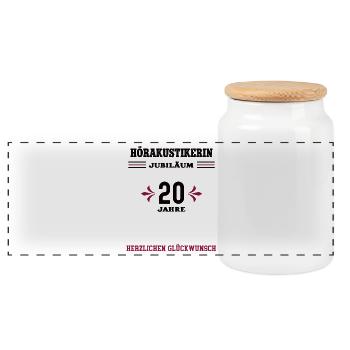 Hearing aid acoustician 20th anniversary 20th anniversary colleague - Panoramic Cookie Jar with Wooden Lid - white - Front