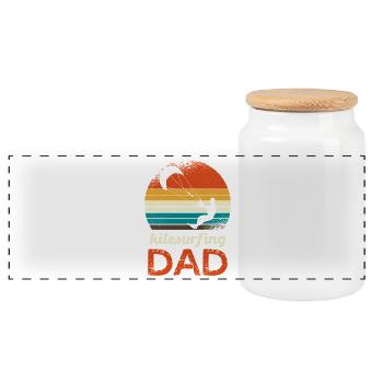 Kitesurfing Dad Retro Logo - Panorama Keksdose mit Holzdeckel - Weiß - Vorne