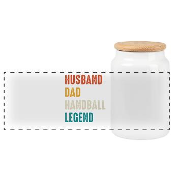 Légende du handball, père, mari - Boîte à biscuits avec couvercle en bois - blanc - Devant