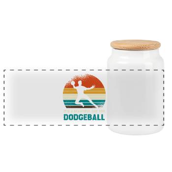 Retro Sunset Dodgeball Day - Panoramic Cookie Jar with Wooden Lid - white - Front