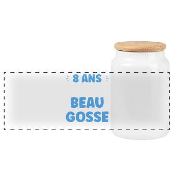 Handsome kid at 8 years old already - Panoramic Cookie Jar with Wooden Lid - white - Front