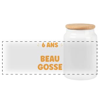 Humor 6 years old - Panoramic Cookie Jar with Wooden Lid - white - Front