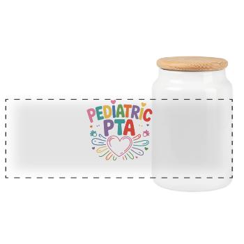 Pediatric PTA Rainbow Heart - Panoramic Cookie Jar with Wooden Lid - white - Front