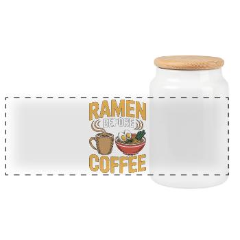 Ramen Before Coffee Noodle Bowl Coffee Lover - Panorama Keksdose mit Holzdeckel - Weiß - Vorne