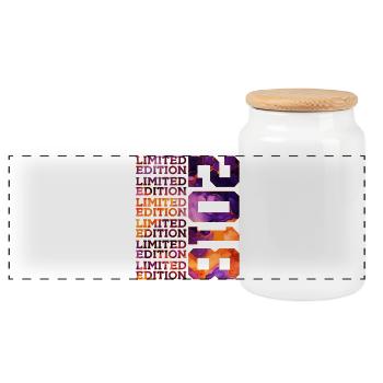8TH BIRTHDAY LIMITED EDITION 2018 - Panoramic Cookie Jar with Wooden Lid - white - Front
