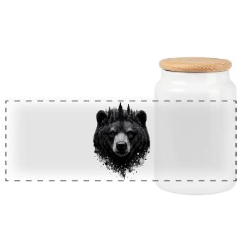 Forêt Mystique Ours Nature Animal de Pouvoir - Boîte à biscuits avec couvercle en bois - blanc - Devant