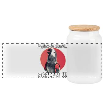 Idée de cadeau humoristique pour les gardiens de perroquets - Boîte à biscuits avec couvercle en bois - blanc - Devant