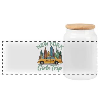 New York Girls Trip - Panoramic Cookie Jar with Wooden Lid - white - Front