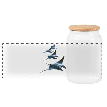 Manta Rochen Teufelsrochen Stachelrochen Taucher - Panorama Keksdose mit Holzdeckel - Weiß - Vorne